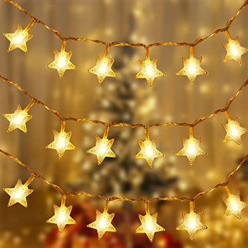 AndThere Cadena de luz para Árbol de Navidad 6 m 40 LED Luz Decortiva Guirnalda de Estrellas Luz LED Interior Exterior Tira de Luces a Pilas para Decoración Boda Halloween Cumpleaños Jardín 